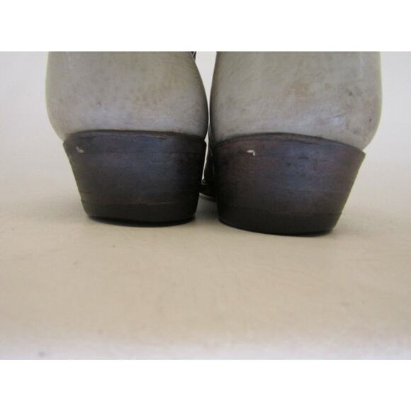 TONY LAMA Mens Size 9 D Two Tone Gray Leather Bullhide Cowboy Boots Gold Label main image 4